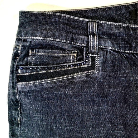 WHITE HOUSE|BLACK MARKET ♡ Black Denim Embellished Bling Trouser Leg Jeans 8S - Picture 8 of 16